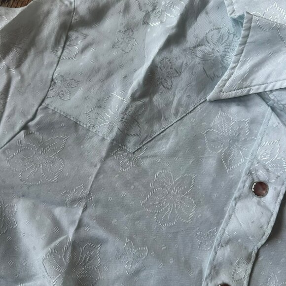 Wrangler Womens Authentic Western Shirt Size M Light Blue Floral Pattern - Picture 5 of 6